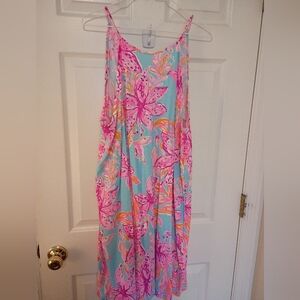 Lilly Pulitzer Pink and Blue Floral Dress EUC XL
